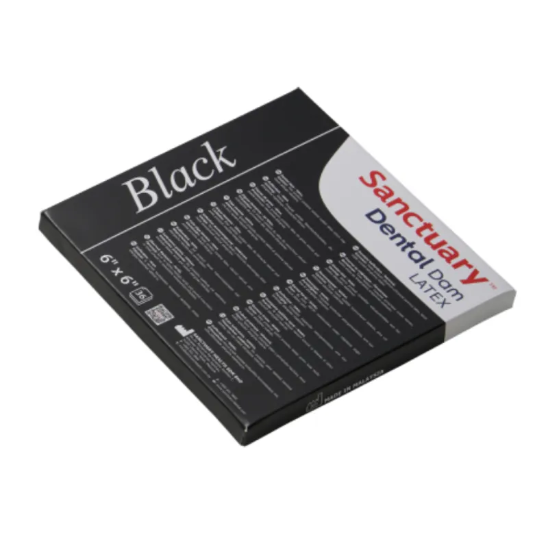 Digues sans latex naturel noir 15,2 x 15,2 cm - Boîte de 36