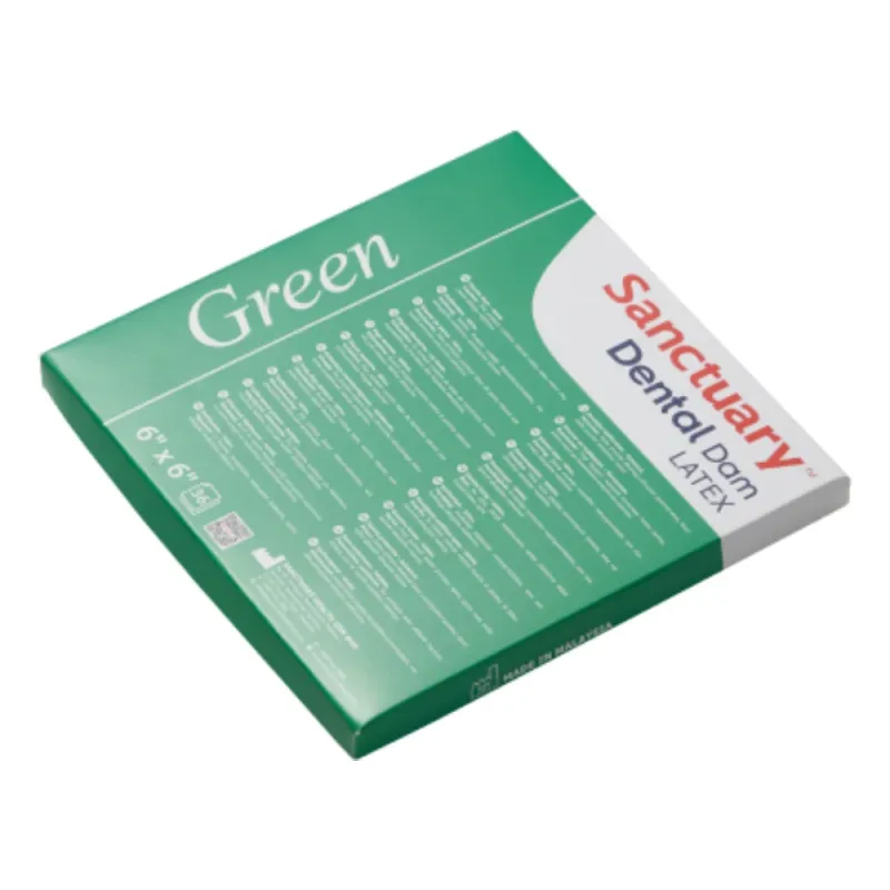 Digues sans latex naturel vert 15,2 x 15,2 cm - Boîte de 36