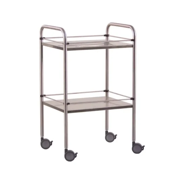 Guéridon inox Holtex – 60 × 40 × 80 cm – 2 plateaux