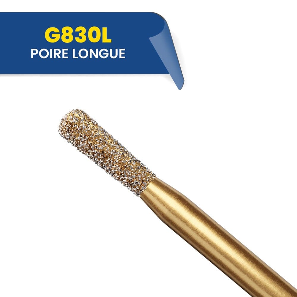 Fraise diamantée Poire longue G830L (bte de 5) – Diatech