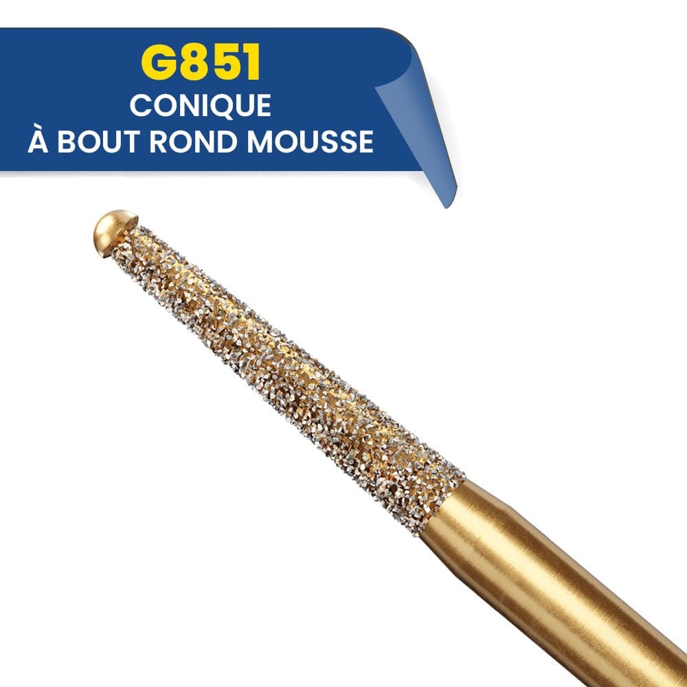 Fraise diamantée Conique bout rond G851 (B/5) - Diatech