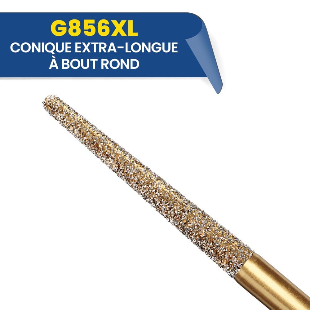 Fraises diamantées Coniques X-longue G856XL (B/5) - Diatech