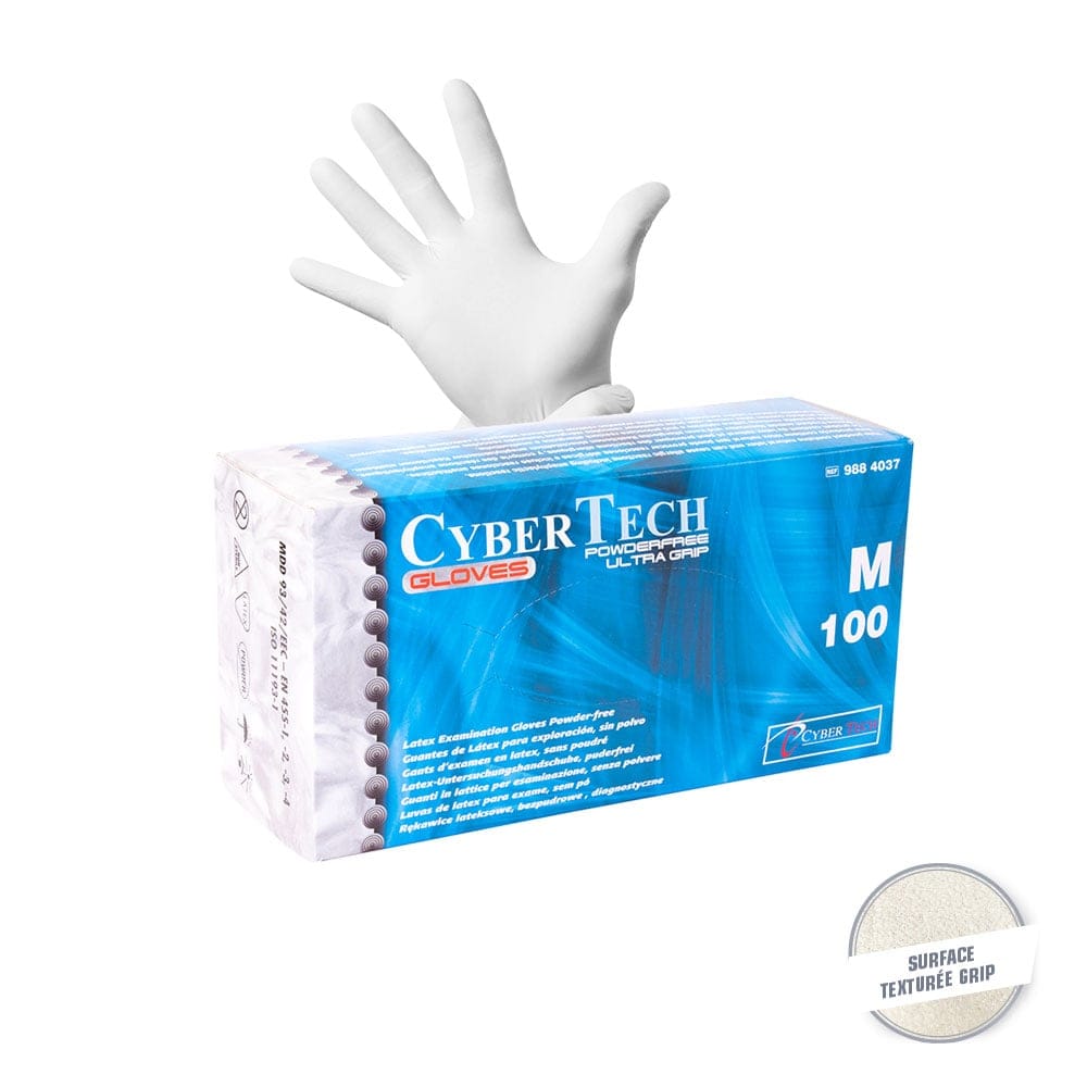 Gants latex sans poudre (100) – Cybertech